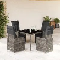 Set Bistr da Giardino 5 pz con Cuscini in Polyrattan Grigio 3277166