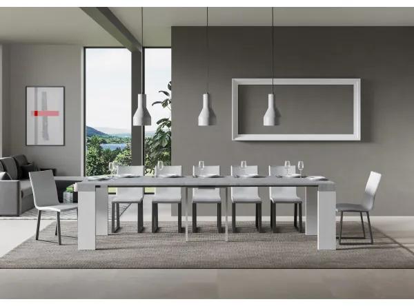 Consolle allungabile 90x40/300 cm Roxell Mix piano Cemento - struttura Bianco Frassino