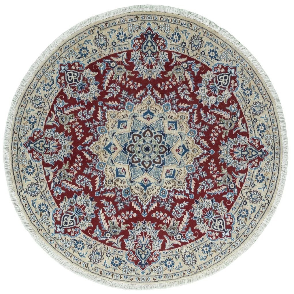 Nain Tappeto persiano 140x140 Rosso (Iran) Annodato A Mano