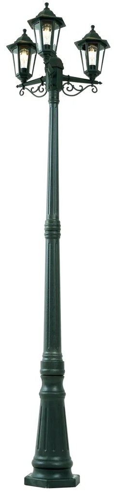 Lanterna da esterno classica verde scuro 217 cm 3 luci IP44 - New Haven