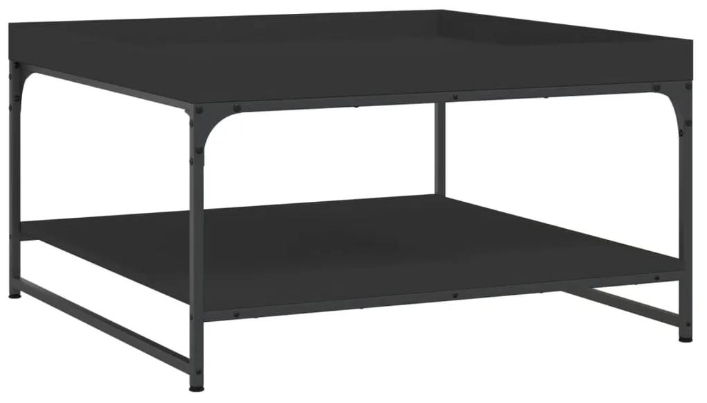 Tavolino da salotto nero 80x80x45 cm legno multistrato e ferro