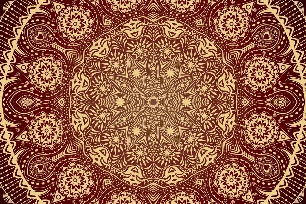 Quadro su tela – Mandala ornamentale con pizzo in bordeaux