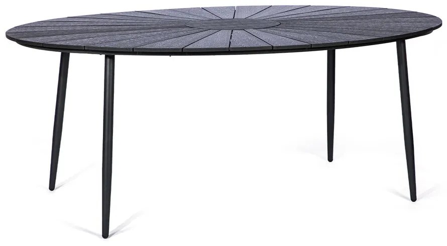 Tavolo da giardino nero con piano in legno d'arte, 190 x 115 cm Marienlist - Bonami Selection