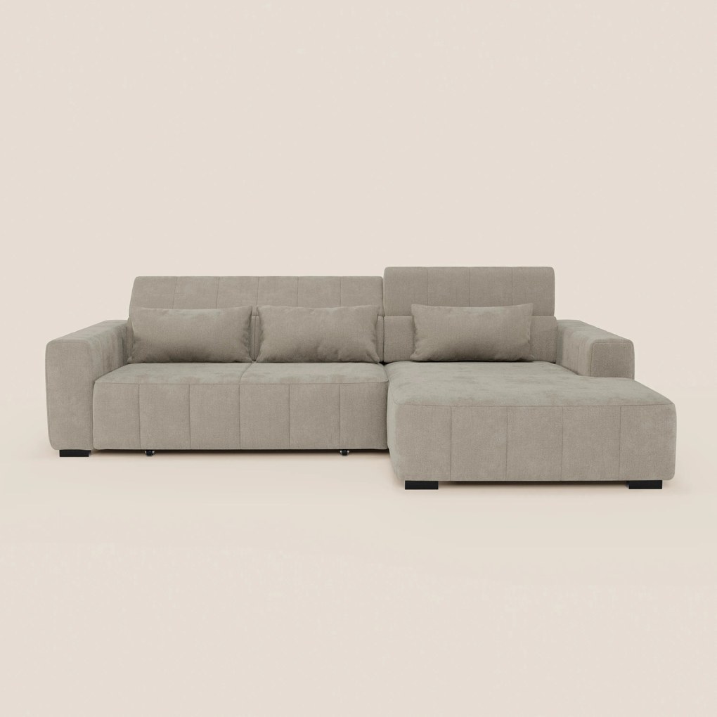 Doric Divano angolare con penisola e sedute allungabili con relax elettrico - poggiatesta reclinabili in tessuto smacchiabile T23