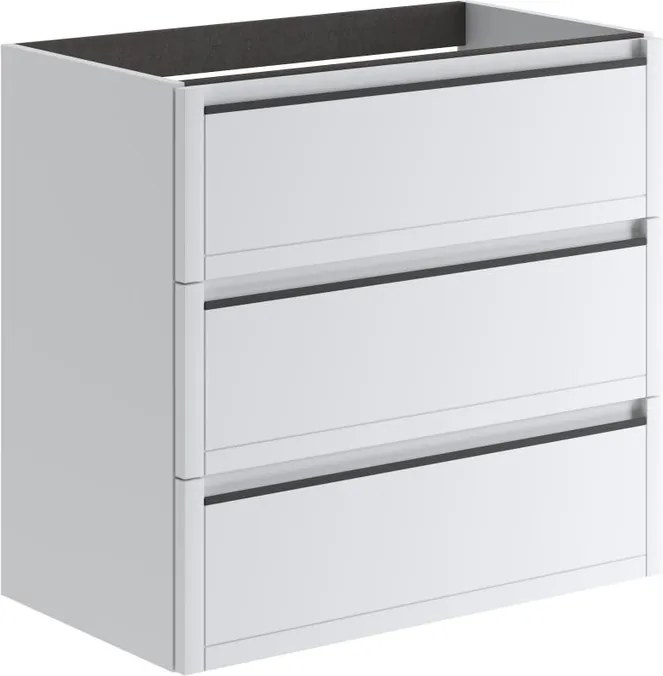Mobile da bagno sospeso sotto lavabo L 79.5 x H 78 x P 45.5 cm bianco opaco, 3 cassetti Tratto