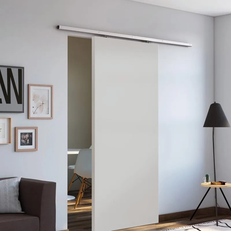 Porta scorrevole sinistra Smoke in legno grigio, L 92.5 x H 211.5 cm, con binario Belem