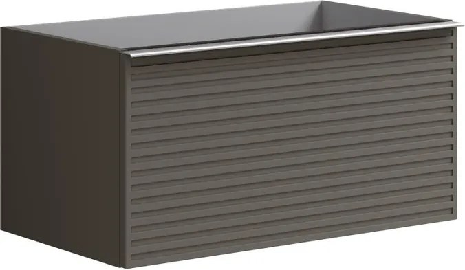 Mobile da bagno sospeso sotto lavabo Pixel stripes 1 cassetto L 80 x H 40 x P 45.5 cm grigio carbone laccato opaco, con maniglia alluminio brillante