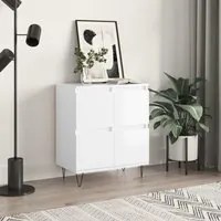 Credenza Bianco Lucido 60x35x70 cm in Legno Multistrato 831214