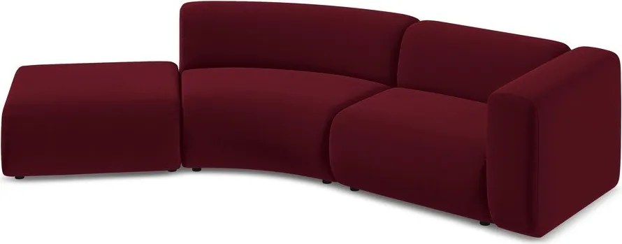Chaise longue burgundy (con penisola a sinistra) con rivestimento in velluto Ekahi – Makamii
