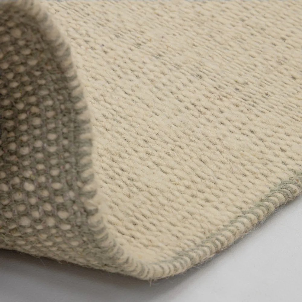 Tappeto in lana intrecciata a mano color crema e verde salvia 160x230 cm Lima Sage - Asiatic Carpets