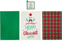 Set 3 strofinacci e presina Merry Christmas