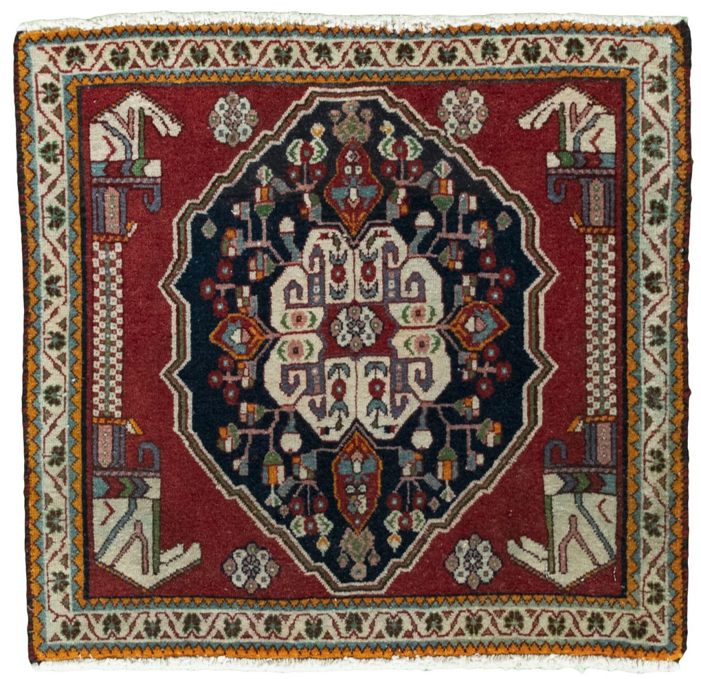 Shiraz Tappeto 60 x 60 Rosso (Iran) Annodato A Mano