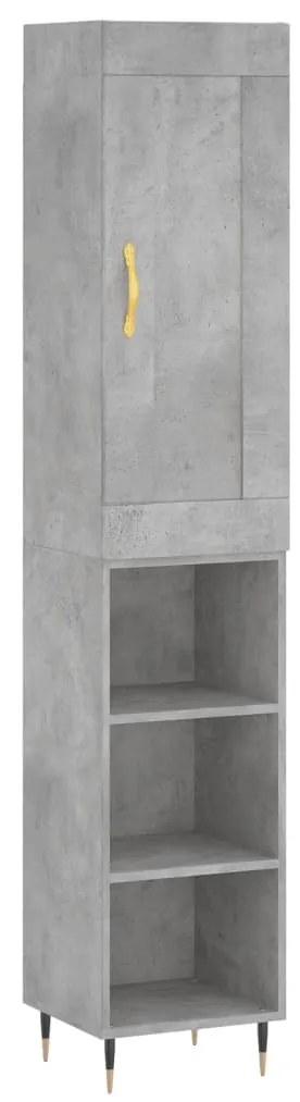 Credenza grigio cemento 34,5x34x180 cm in legno multistrato