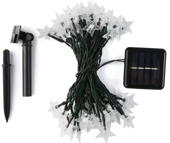 Brilagi - Catena decorativa solare a LED STARS 50xLED/8 funzioni 7m IP65 bianco caldo