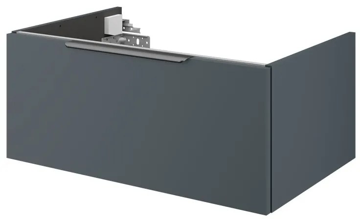 Mobile da bagno sotto lavabo Neo grigio / argento laccato lucido L 75 x H 32 x P 48 cm 1 cassetto, lavabo non incluso