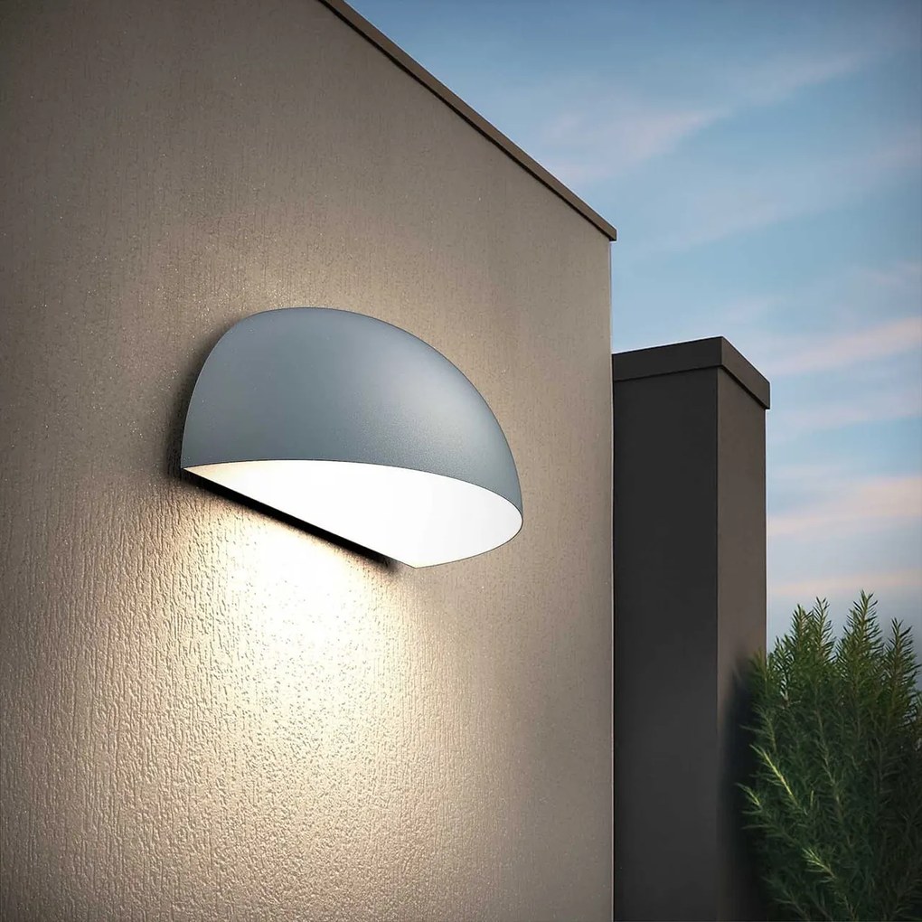 Applique Curva Monodirezionale con base E27 IP54 Grigia - Serie BRINA