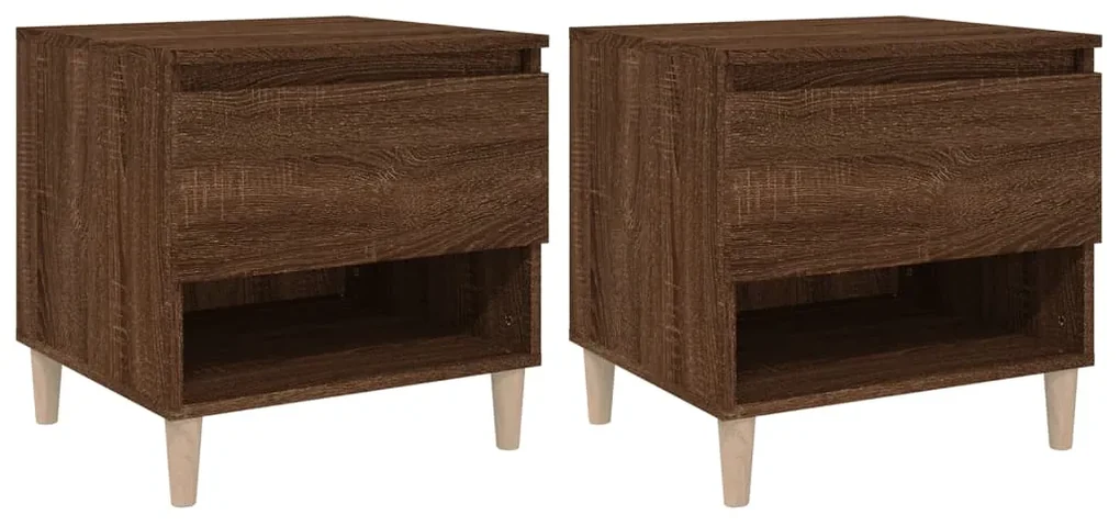 Comodini 2 pz rovere marrone 50x46x50 cm in legno multistrato
