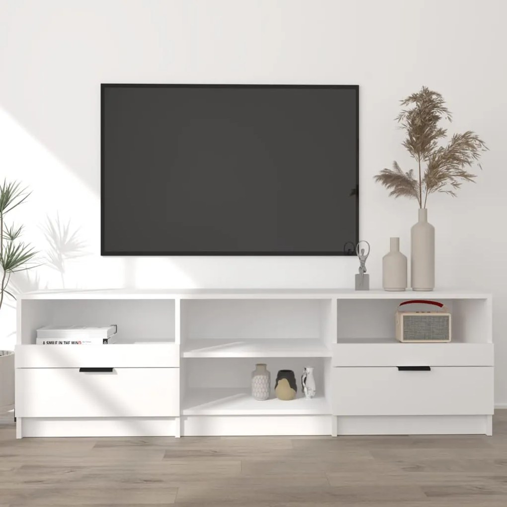 Mobile Porta Tv Bianco 150x33,5x45 Cm İn Legno Multistrato /