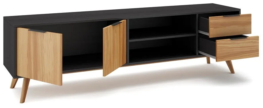 Tavolo TV in pino nero/naturale 180x53 cm Lavis - Marckeric