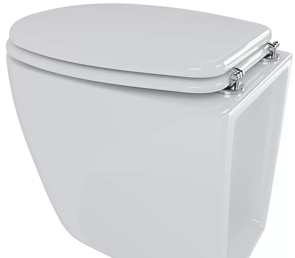 Sedile WC Copriwater In Legno MDF Tavoletta Universale Rapido Montaggio Adatta Per Tutti i WC Standard Portata Massima 150 Kg Facile Da Pulire Design Aquin 43 &times; 37.2 &times; 1.6 Cm Colore Bianco