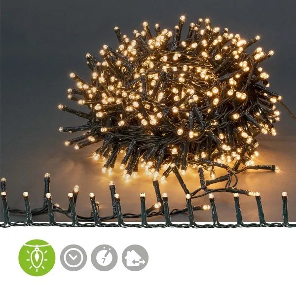 Nedis CLCC560 - Catena a LED per esterni 560 LED/7 funzioni 14 m IP44 bianco caldo