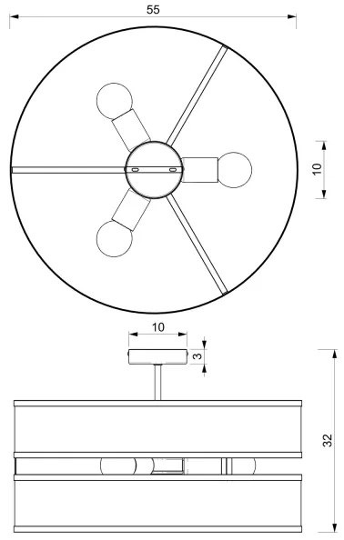 Surface-mounted lampadario GLUM 3xE27/60W/230V nero