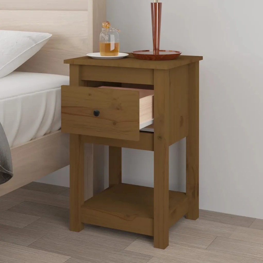 Comodini 2 pz miele 40x35x61,5 cm in legno massello di pino