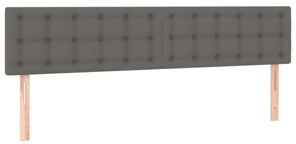 Testiera a led grigio 180x5x78/88 cm in similpelle