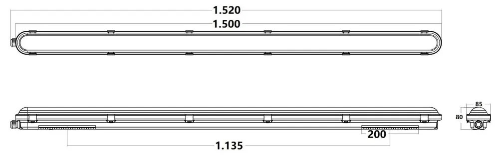 Plafoniera LED 150cm 55W IP66, CCT con Kit di Emergenza Integrato Colore Bianco Variabile CCT