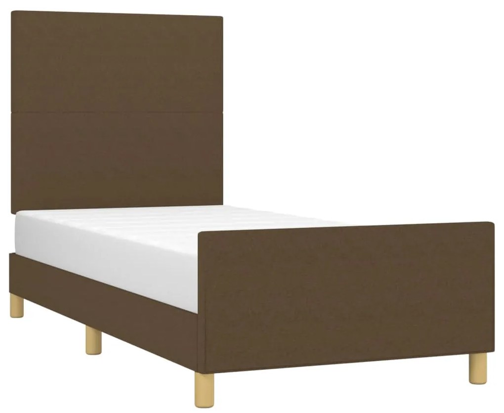 Giroletto con testiera marrone scuro 90x200 cm in tessuto