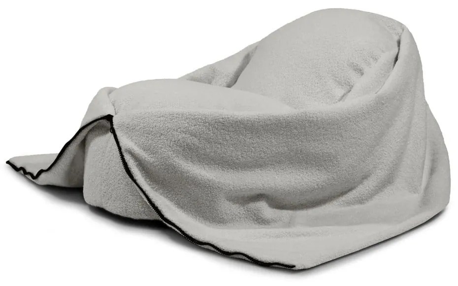 Pouf a sacco per bambini grigio chiaro con rivestimento in bouclé Cocoon 80 – SLOWDOWN