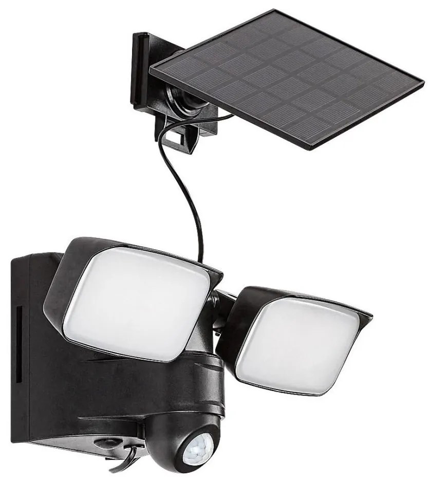 Rabalux 77091 - Lampada solare da parete LESZNO 2xLED/5W/3,7V IP54 nera
