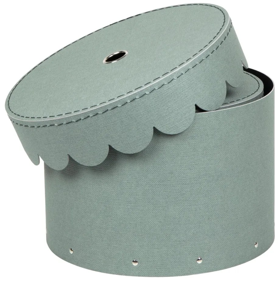 Scatole in set con coperchio color foglia di tè in cartone 2 pz ø 26x17,5 cm Wilma Canvas Paper Laminate – Bigso