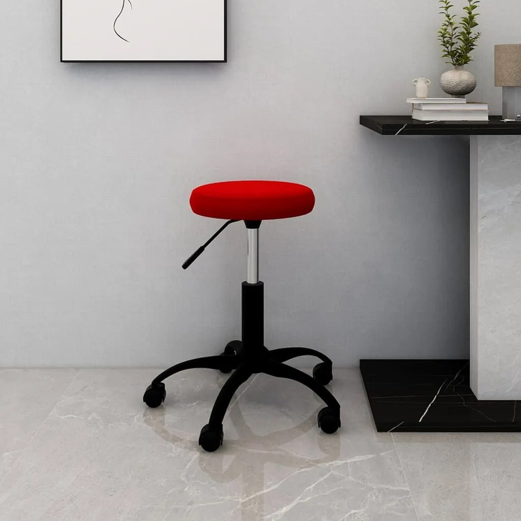 Sedia Girevole Da Ufficio Rosso Vino İn Velluto /