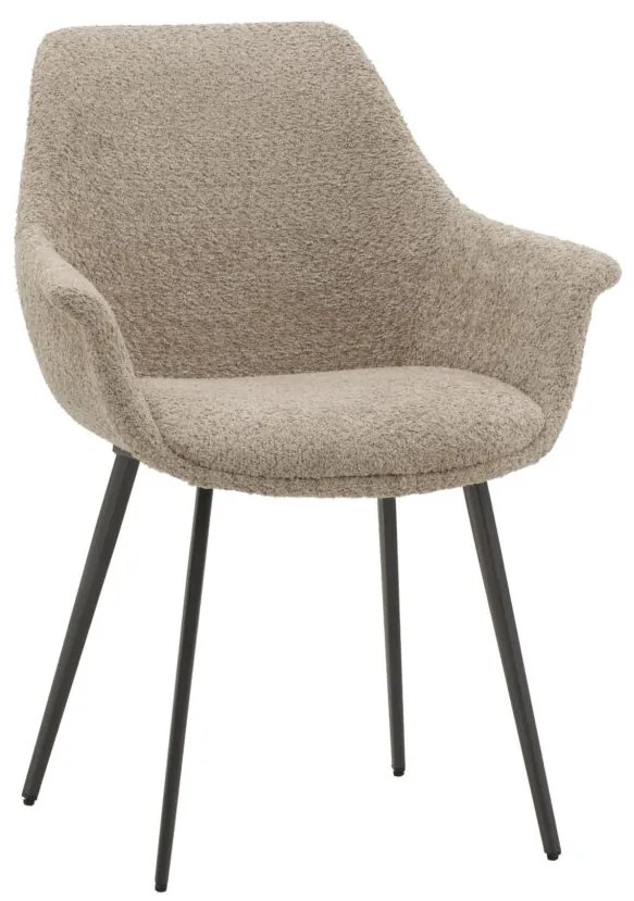 Set di sedie MIRASIERRA in tessuto beige effetto bouclé e gambe in metallo nero, con braccioli