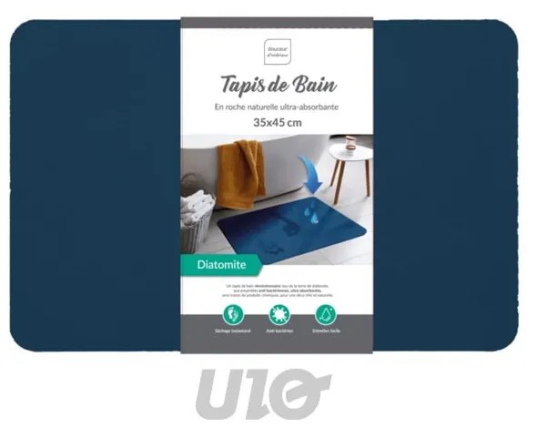 Tappetino da bagno blu scuro in terra di diatomee 35x45 cm Diatonella - douceur d'intérieur