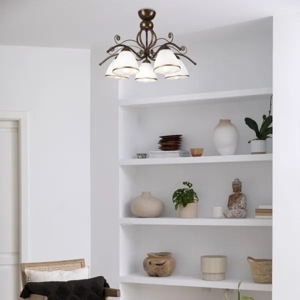 Brilagi - Lampadario a plafone LED ANTICO 5xE27/60W/230V patina di bronzo