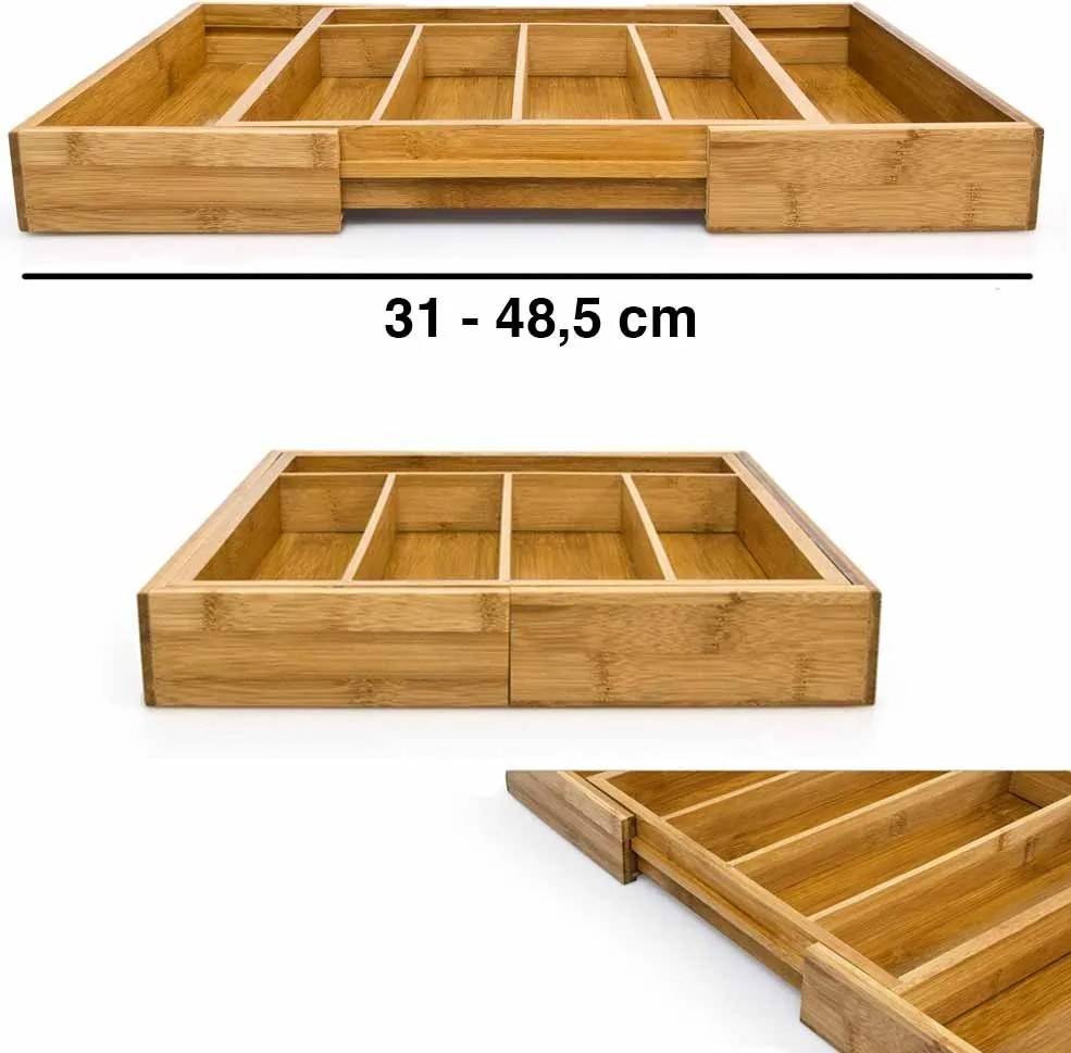 Portaposate Estensibile da Cassetto Cucina Porta Posate in Legno Bambù 37x31cm...