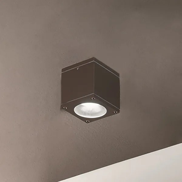 Plafoniera NEVADA 9x10 cm per esterni LED in alluminio Marrone