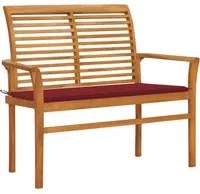 Panca da Giardino con Cuscino Rosso Vino 112 cm Legno di Teak cod mxl 45846