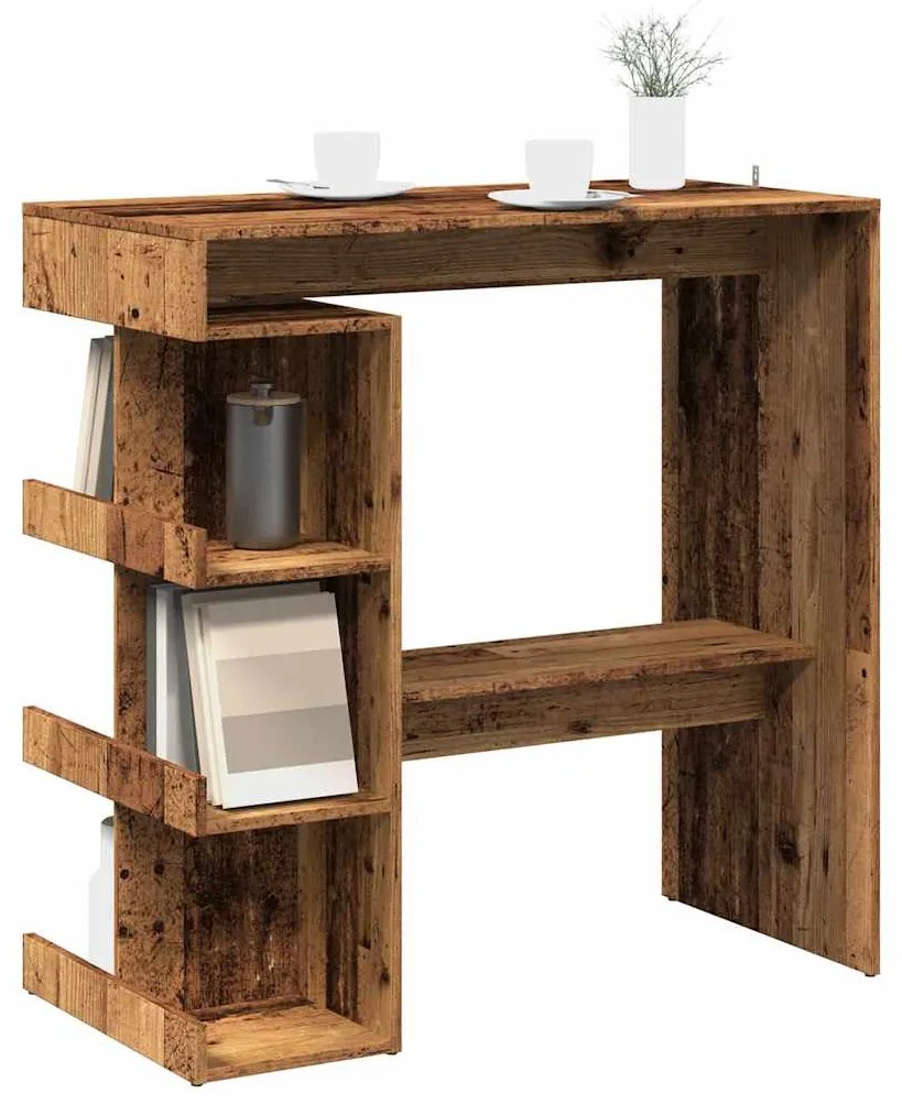 Tavolo Bar Con Ripiani Legno Antico 100x50x101,5 Cm Truciolato /