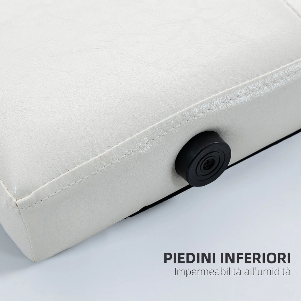 Testiera Letto Matrimoniale Imbottita Design a Bottoni 160x7x120 cm in Pelle PU Bianca...