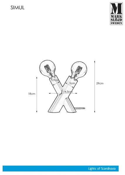 Markslöjd 108053 - Lampada da tavolo SIMUL 1xE27/40W + 1xE14/40W/230V oro