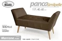 Panca in similpelle marrone gambe in legno