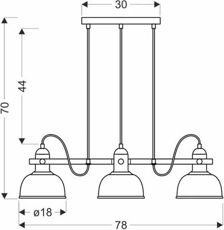 Lampadario a sospensione con filo RENO 3xE27/40W/230V nero/marrone