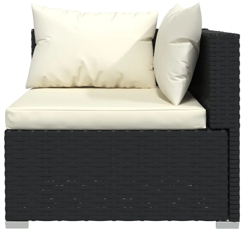 Set divani da giardino 9 pz con cuscini in polyrattan nero