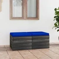 Pouf da Giardino su Pallet 2 pz con Cuscini in Massello di Pino cod mxl 72345