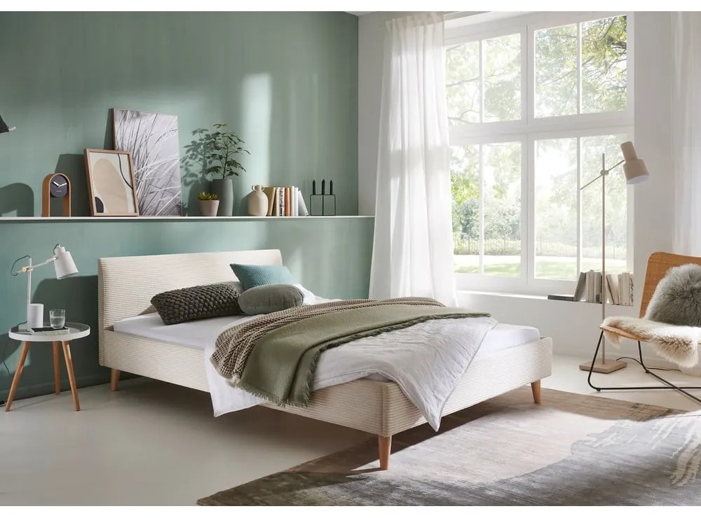 Letto matrimoniale imbottito beige rete non inclusa 140x200 cm Wicki – Meise Möbel