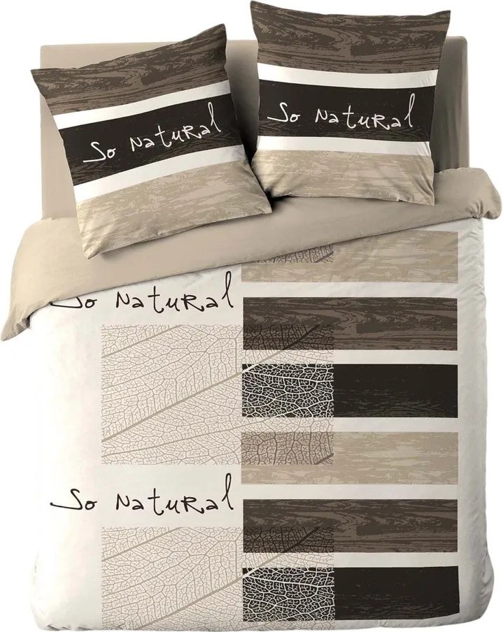 Set copripiumino e federa marrone in cotone per letto matrimoniale 200x200 cm So Natural – douceur d'intérieur
