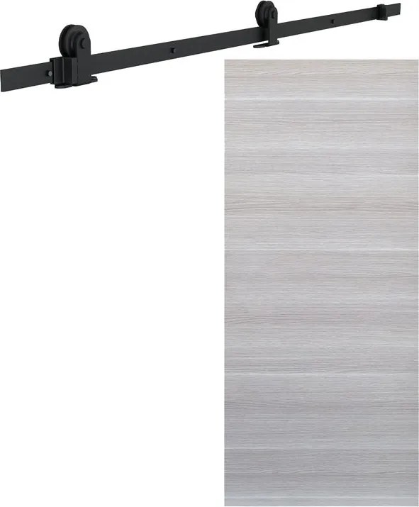 Porta scorrevole reversibile Corn in mdf grigio, L 92.5 x H 211.5 cm, con binario Indus